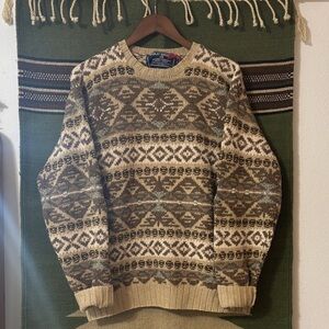 Vintage Polo Sport Ralph Lauren Patterned knit Sweater Silk linen cotton blend